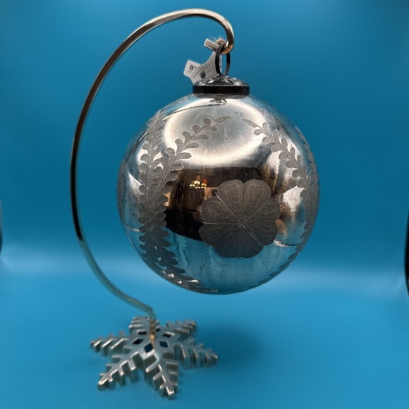 Pottery Barn Other - Pottery Barn Etched‎ Mercury Glass Ball Christmas Tree Ornament 6" Large New